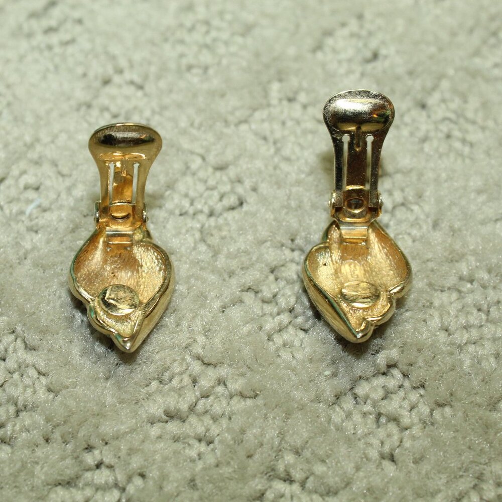 Vintage Christian Dior Germany Gold-Tone Chanel Set Crystals Clip-On Earrings - Picture 4 of 7